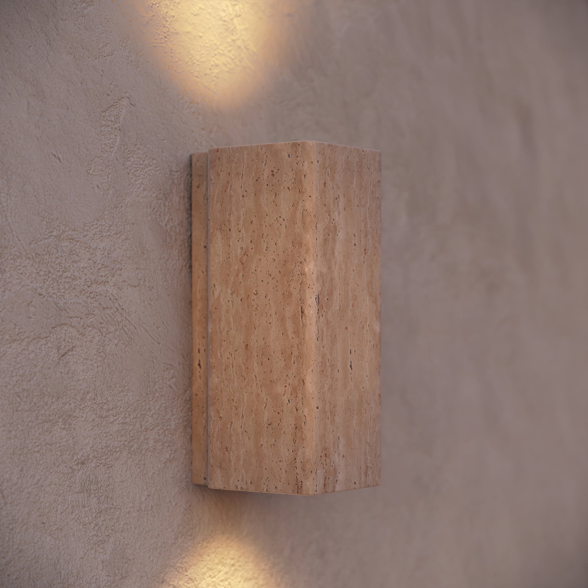Vento Travertine Round Wall Sconce Light 290mm