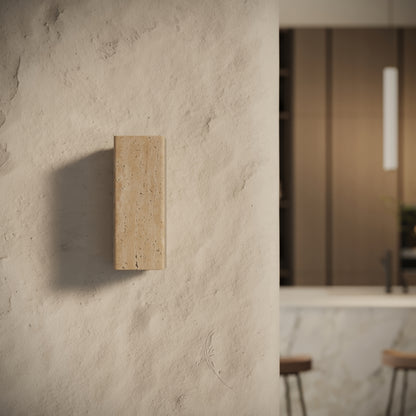 Vento Travertine Round Wall Sconce Light 290mm