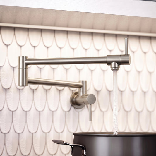 Veroni Modern Kitchen Pot Filler Tap Brushed Stainless