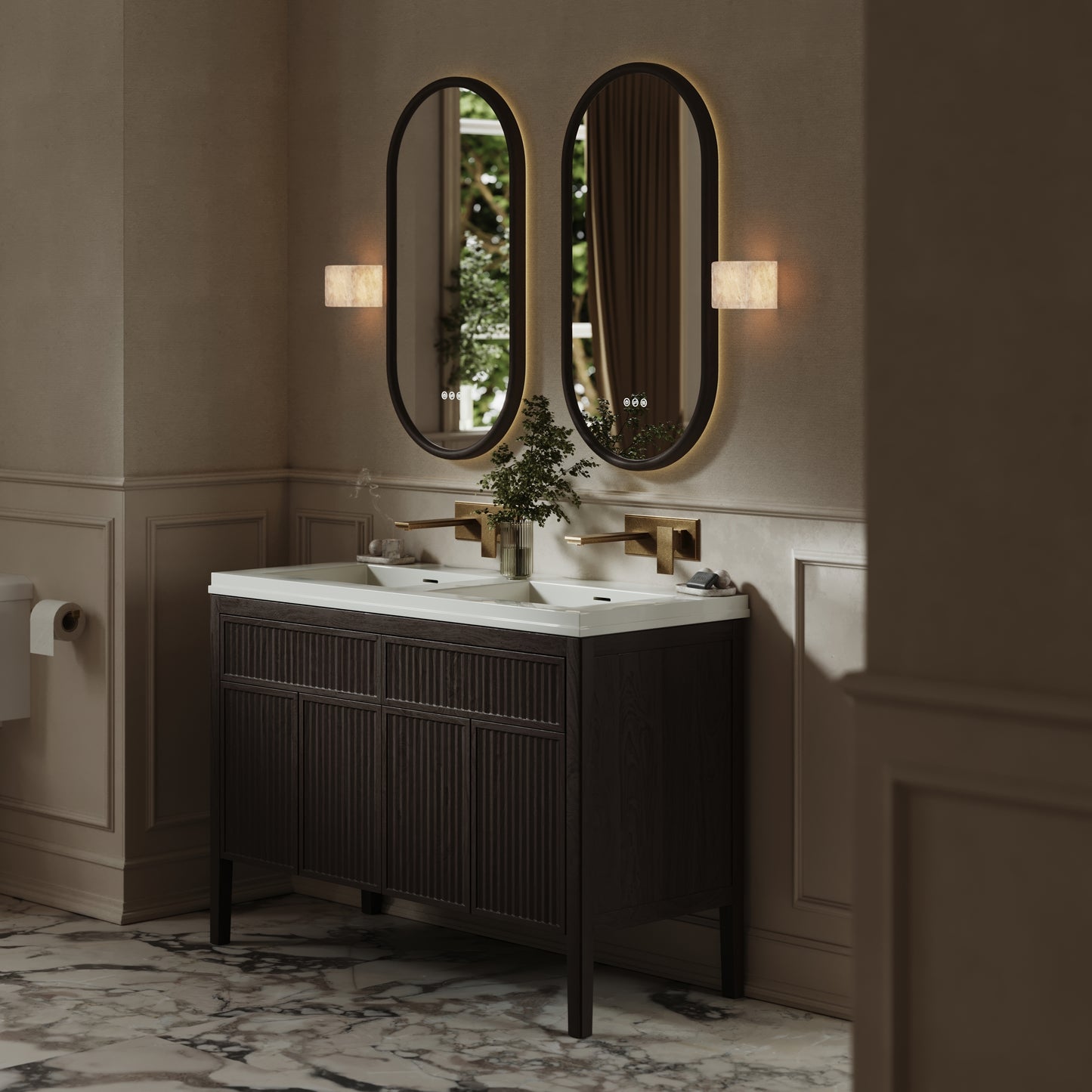 Baroque Aged Bronze Wall Mounted Basin Mixer Tap V2