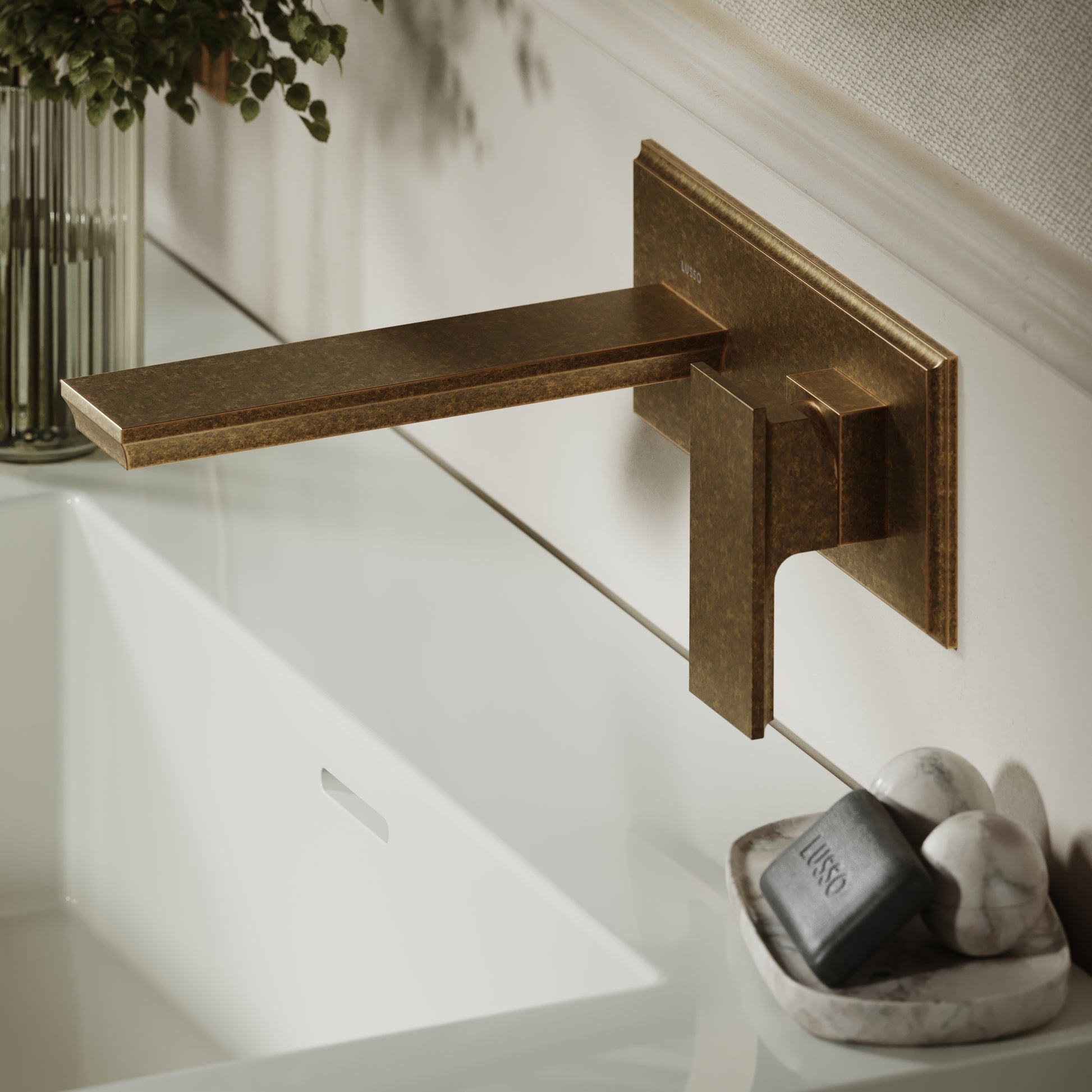 Baroque Aged Bronze Wall Mounted Basin Mixer Tap V2