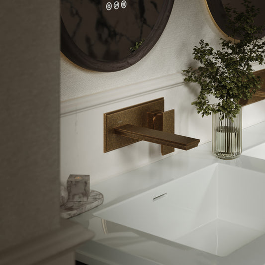 Baroque Aged Bronze Wall Mounted Basin Mixer Tap