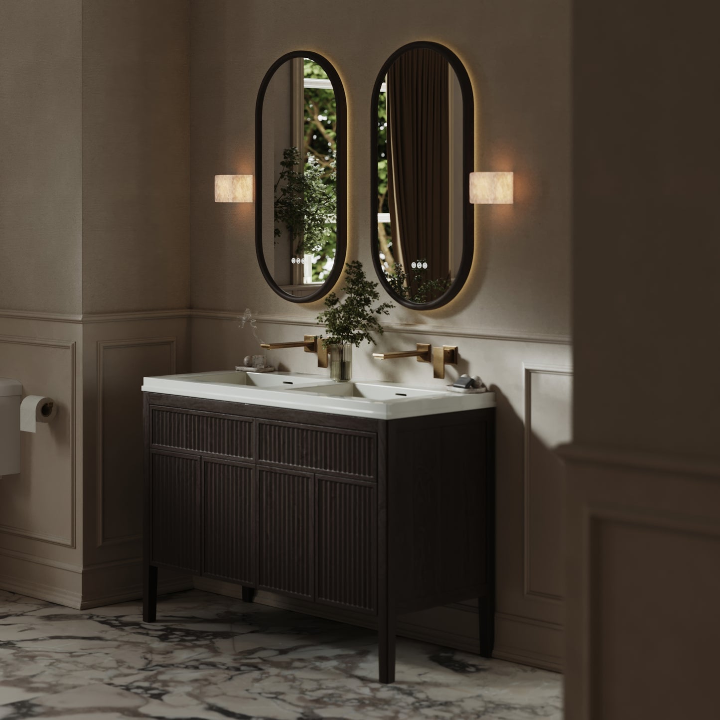 Baroque Aged Bronze Wall Mounted Basin Mixer Tap V2