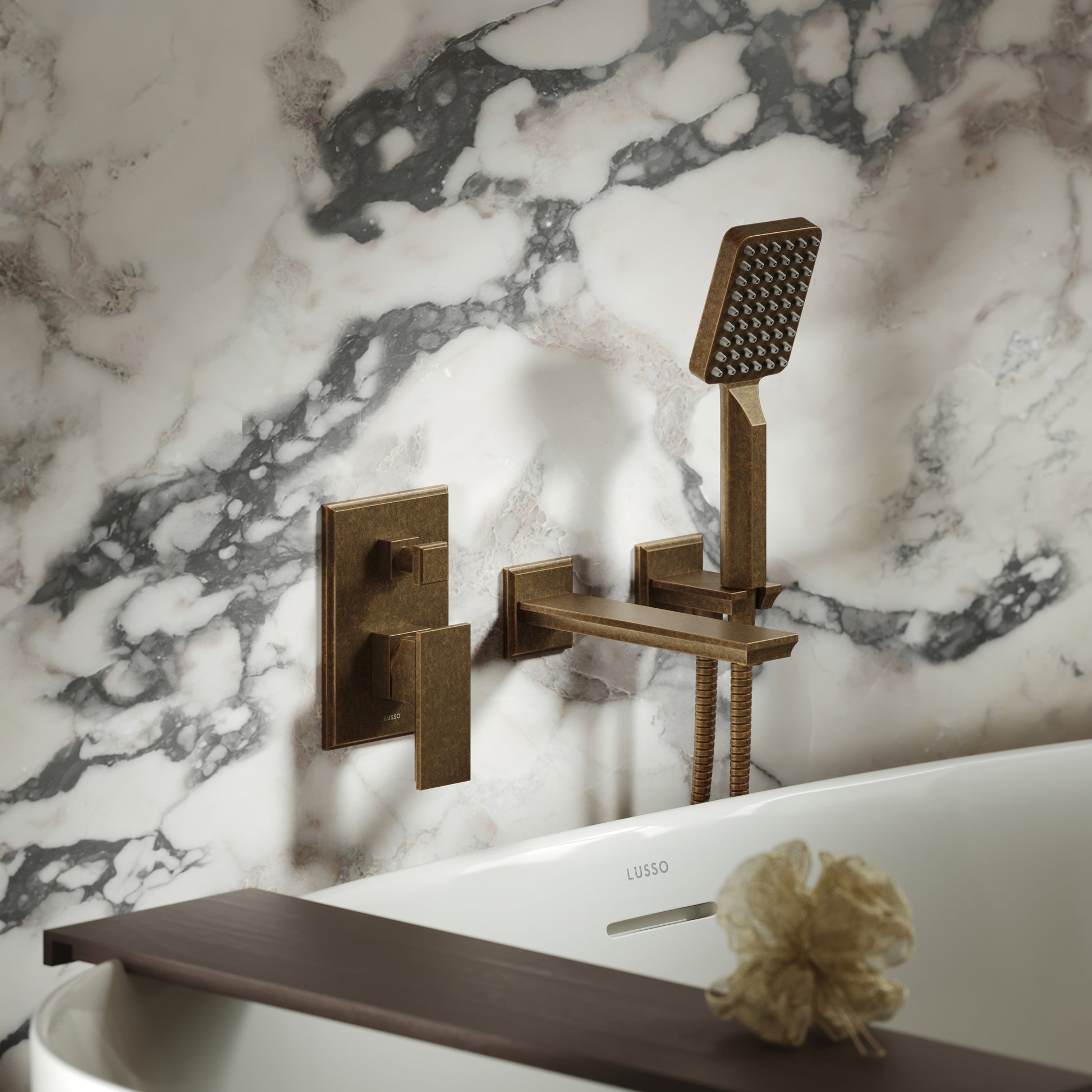 Baroque Aged Bronze Wall Mounted Bath Shower Mixer Tap