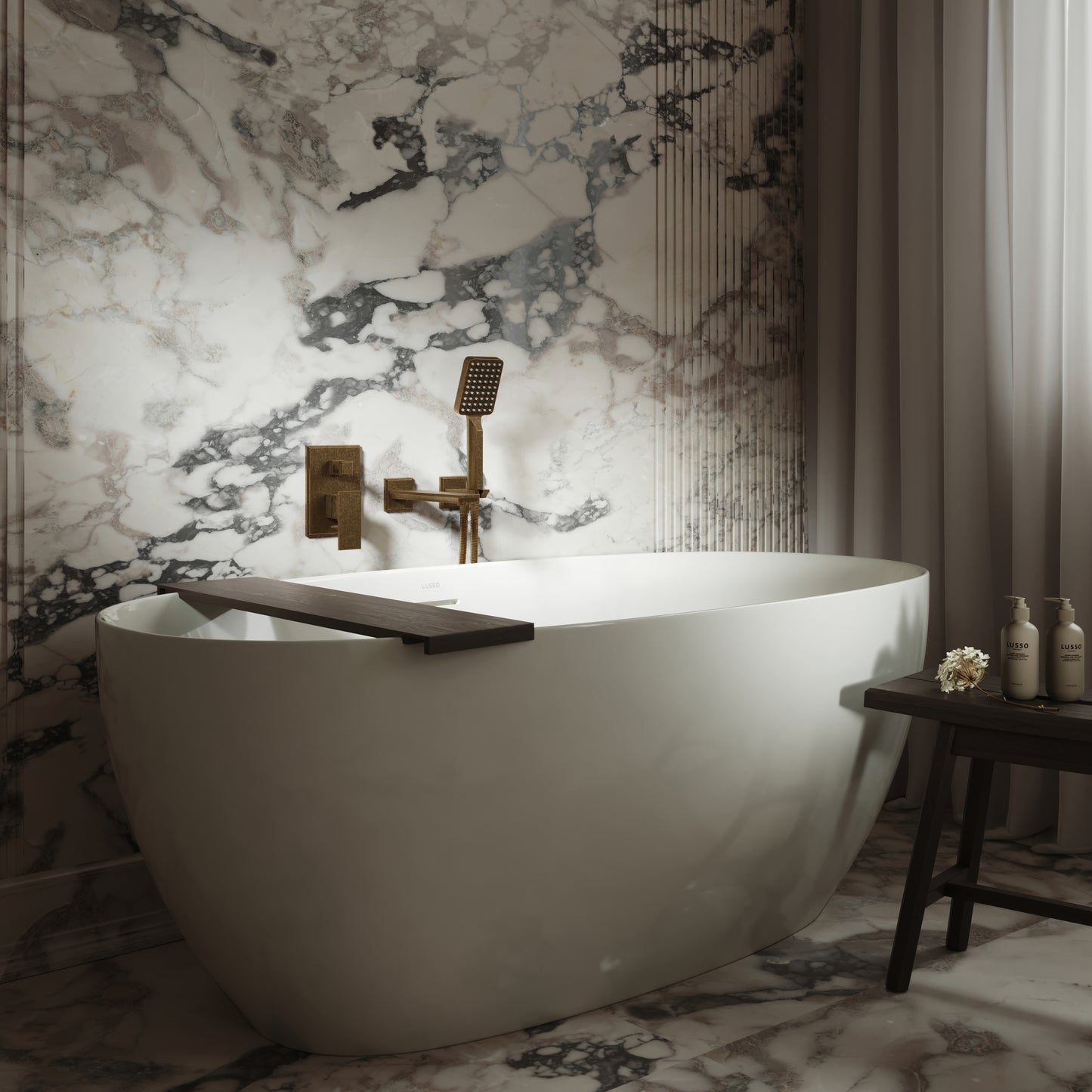 Baroque Aged Bronze Wall Mounted Bath Shower Mixer Tap