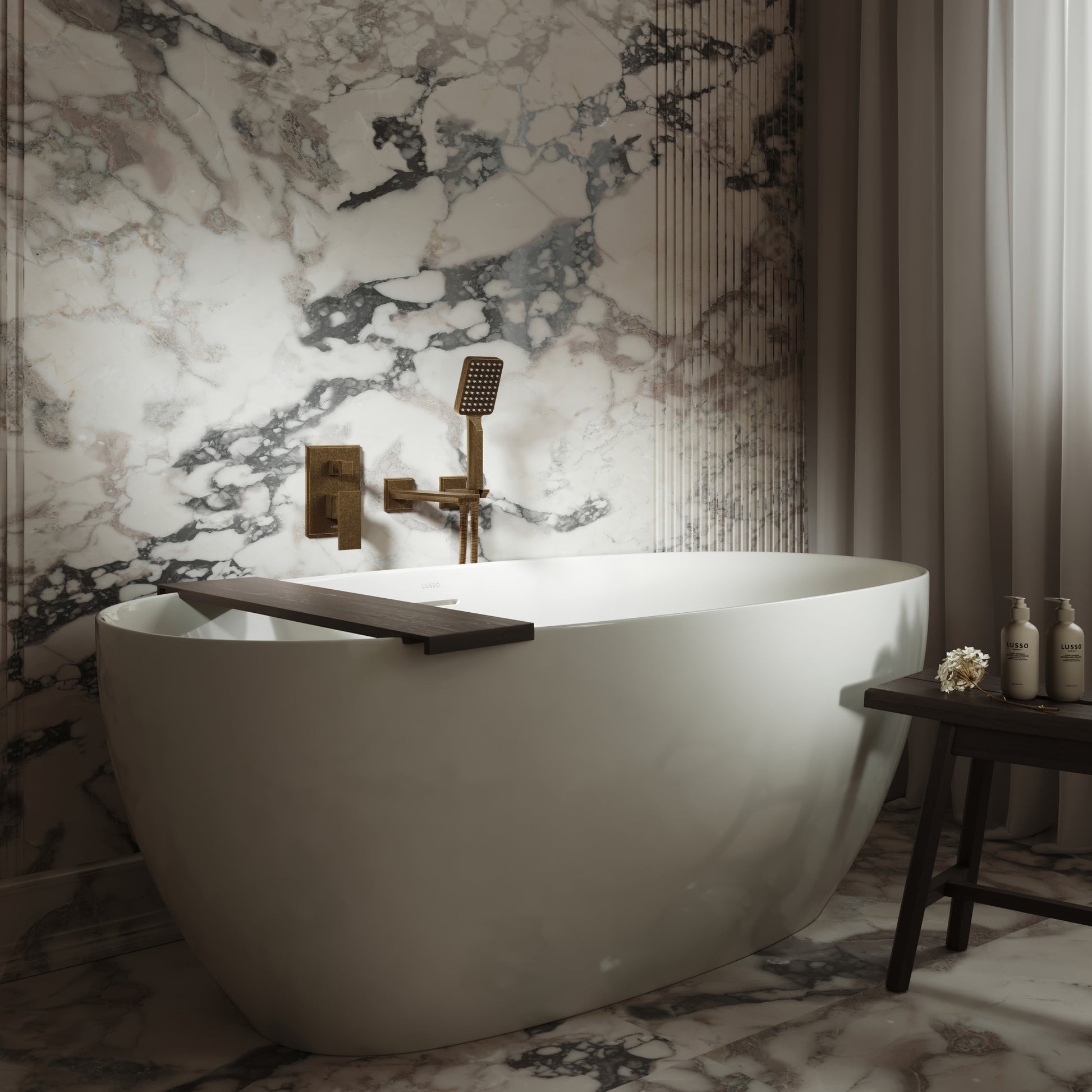 Baroque Aged Bronze Wall Mounted Bath Shower Mixer Tap