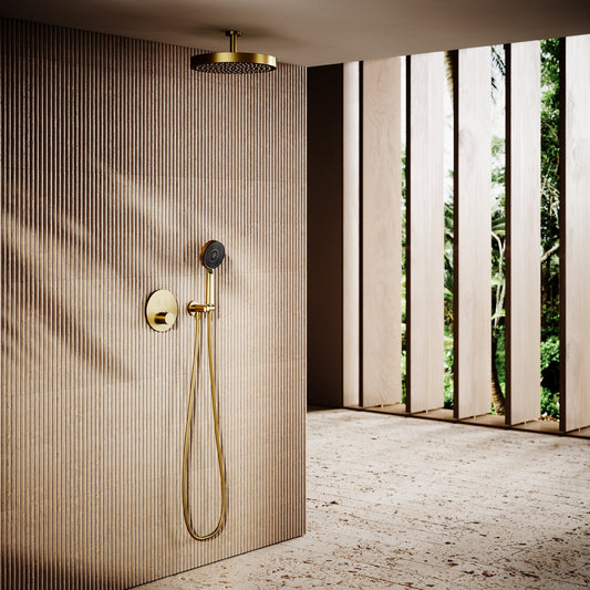 AcquaVita Brushed Gold Ceiling Shower Arm 100mm
