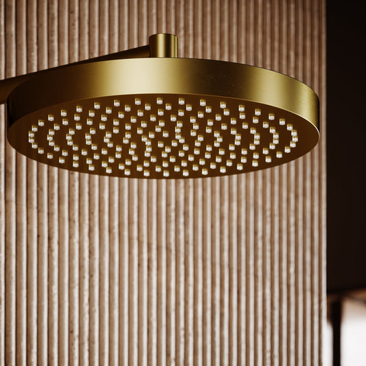 AcquaVita Brushed Gold Push Button Rainfall Shower