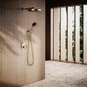 AcquaVita Brushed Gold Push Button Rainfall Shower