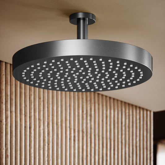 AcquaVita Brushed Stainless Push Button Rainfall Shower