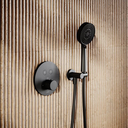 AcquaVita Matte Black Push Button Rainfall Shower