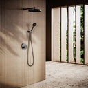 AcquaVita Matte Black Push Button Rainfall Shower