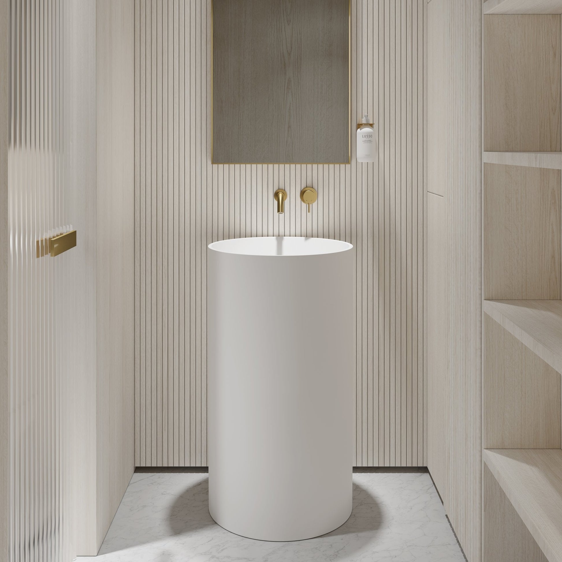 Alessa Cylinder Freestanding Stone Basin 495mm