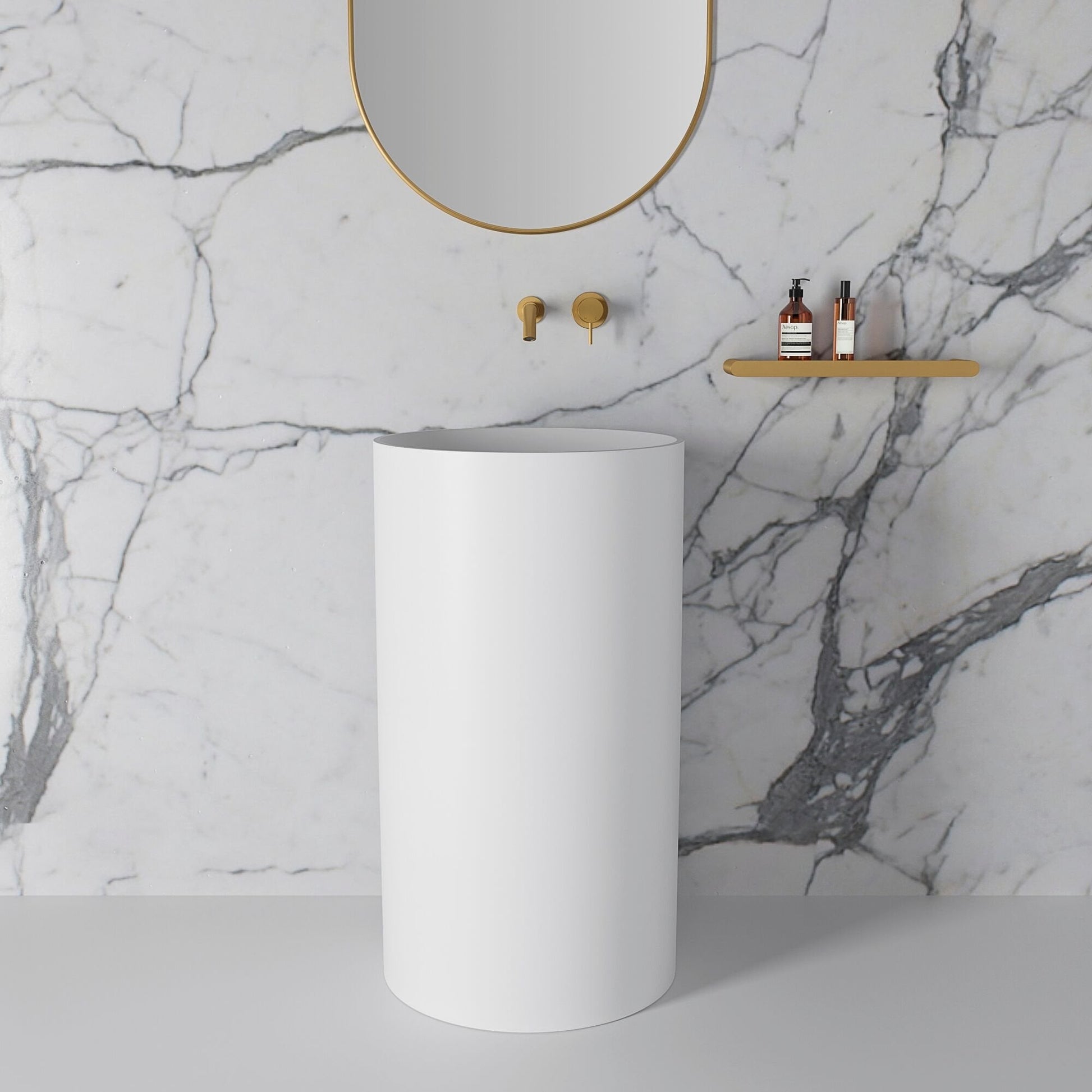 Alessa Cylinder Freestanding Stone Basin 495mm