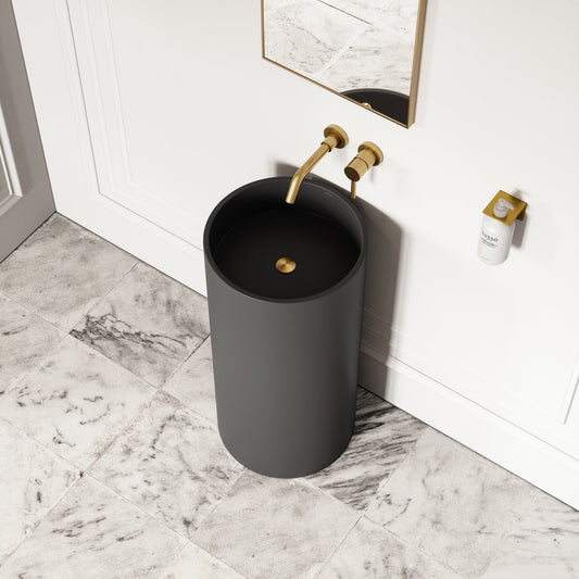 Alina Charcoal Cylinder Freestanding Stone Basin 400mm