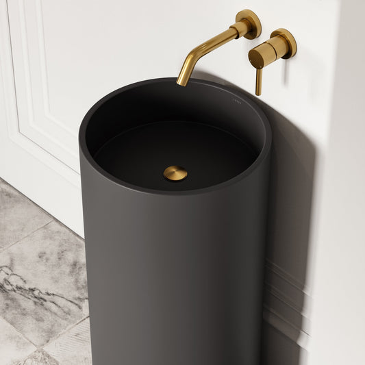 Alina Charcoal Cylinder Freestanding Stone Basin 400mm
