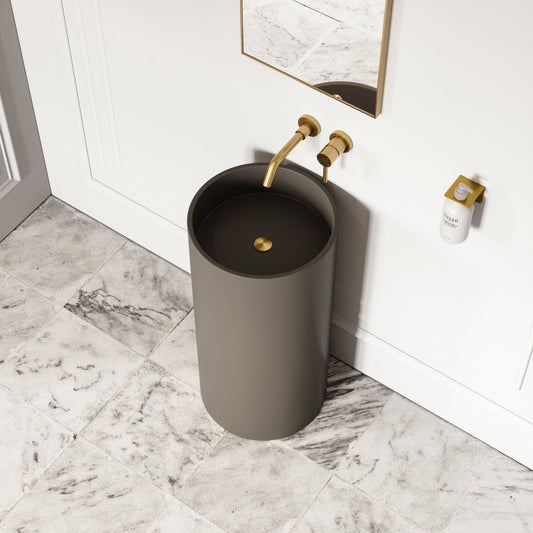 Alina Earth Cylinder Freestanding Stone Basin 400mm