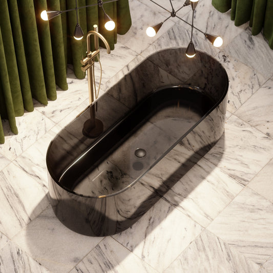 Amore Smoked Black Resin Freestanding Bath 1700mm