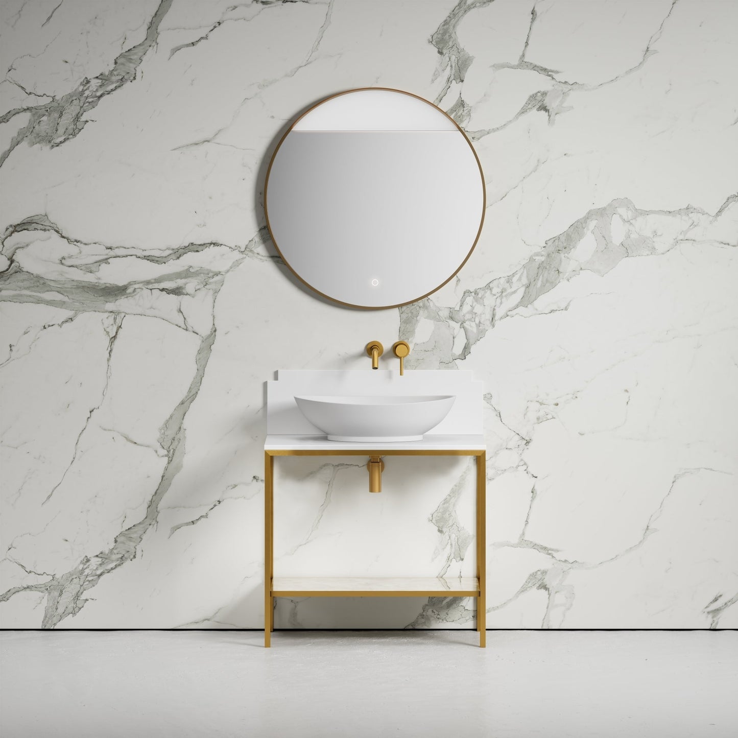 Art Deco Brushed Gold Vanity Unit 800mm