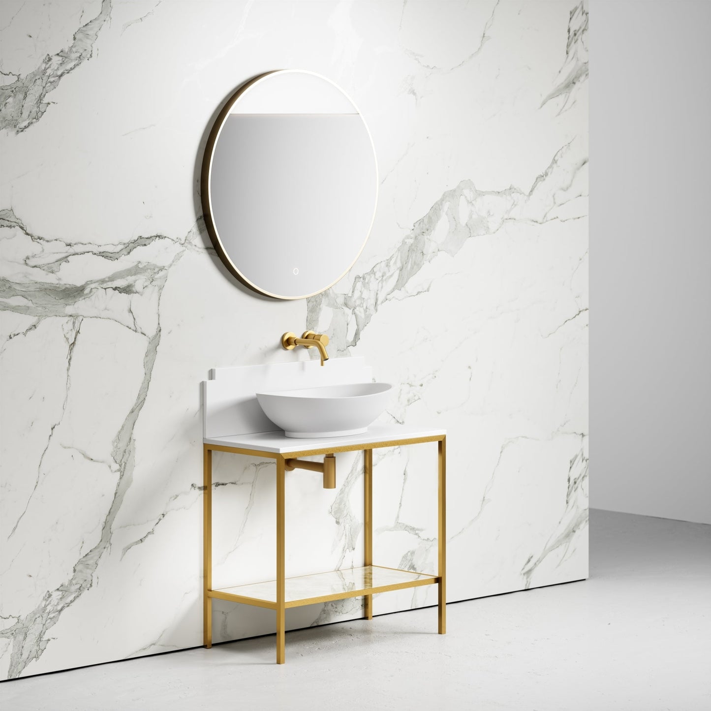 Art Deco Brushed Gold Vanity Unit 800mm