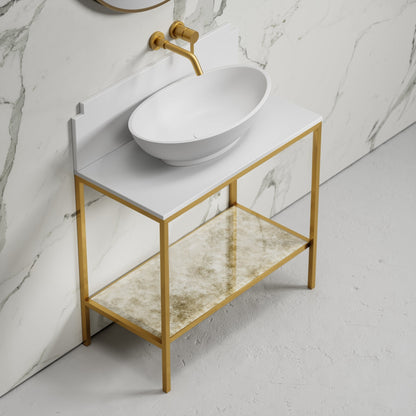 Art Deco Brushed Gold Vanity Unit 800mm