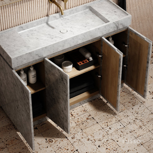 Artista Carrara Marble Bathroom Vanity Unit 1200mm