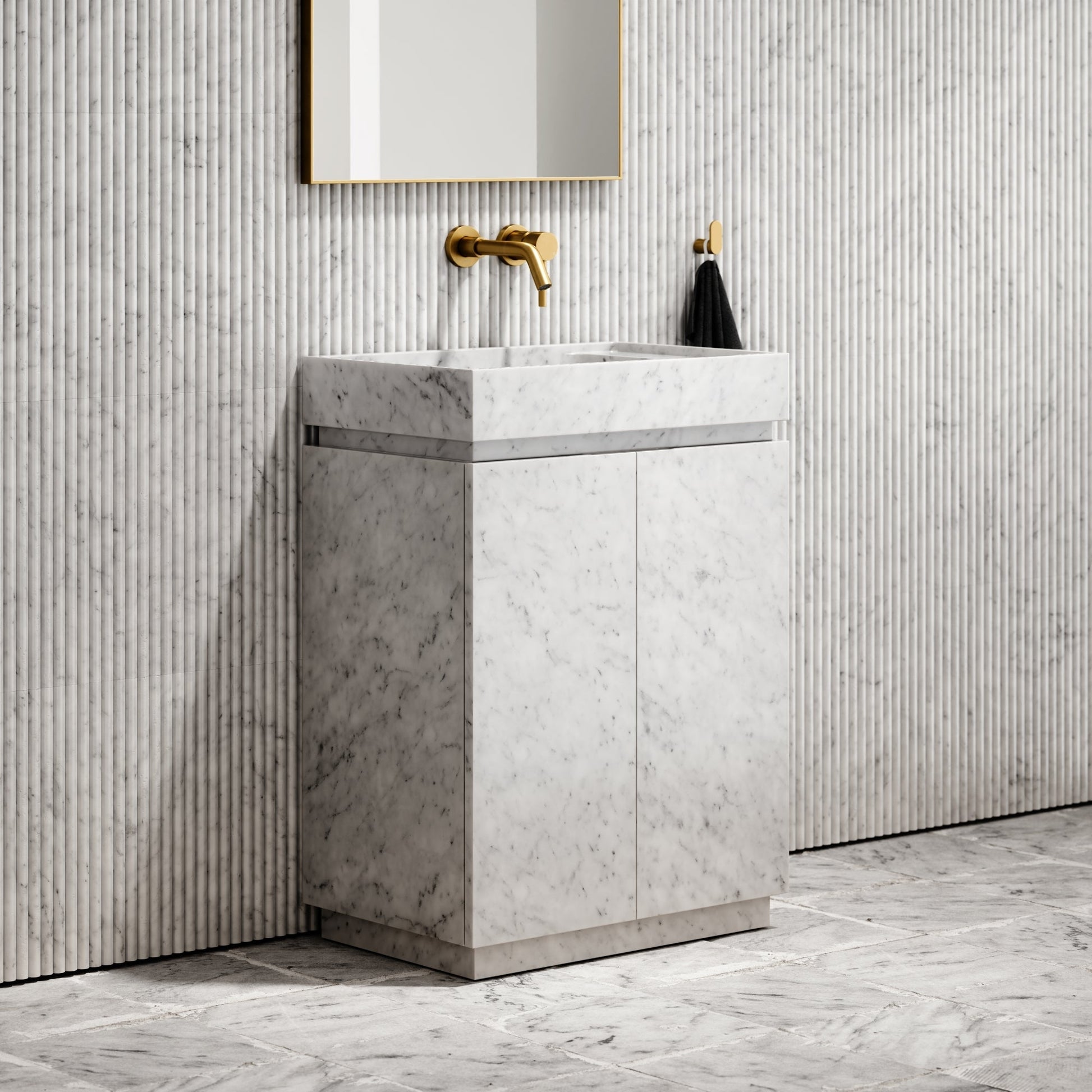 Artista Carrara Marble Bathroom Vanity Unit 600mm