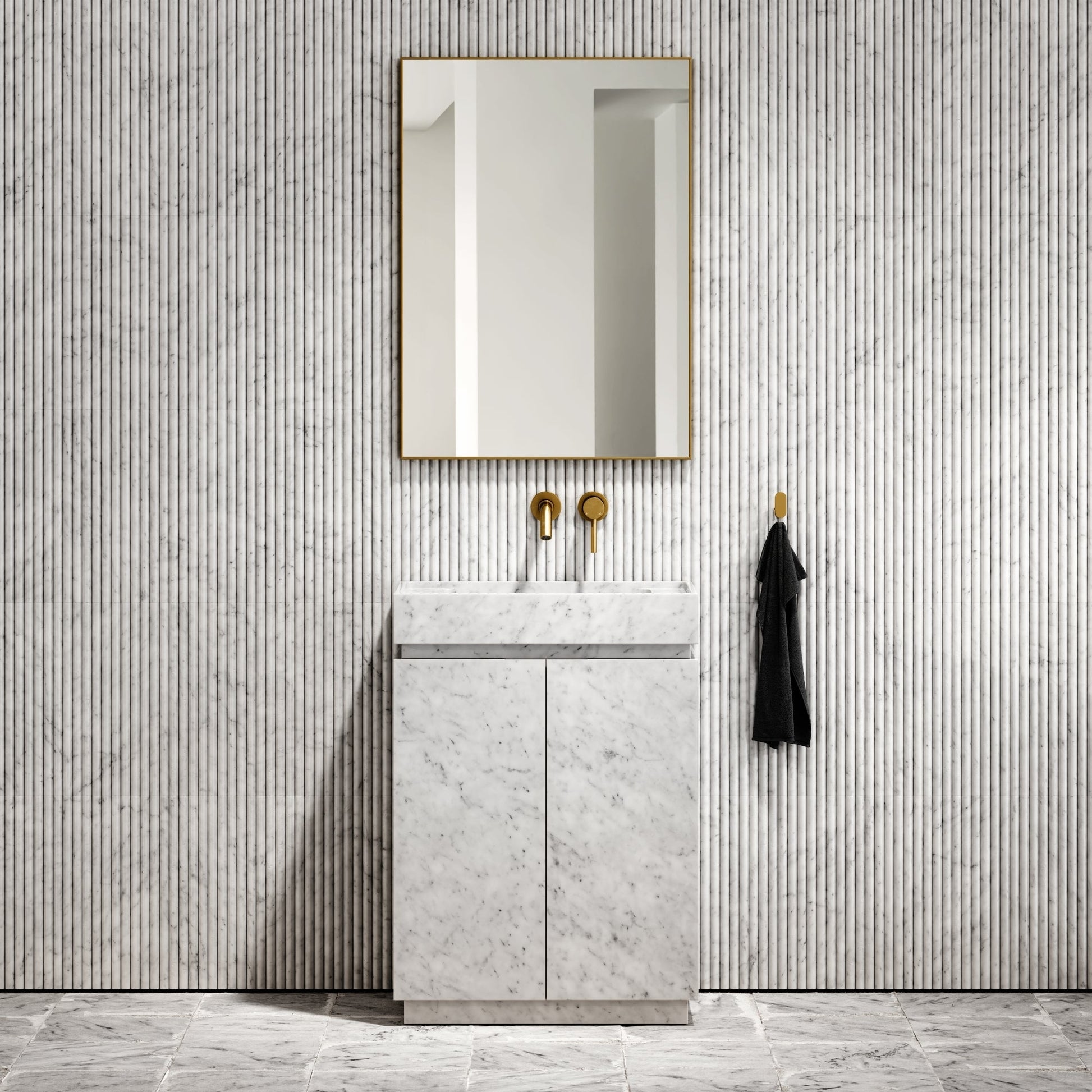 Artista Carrara Marble Bathroom Vanity Unit 600mm