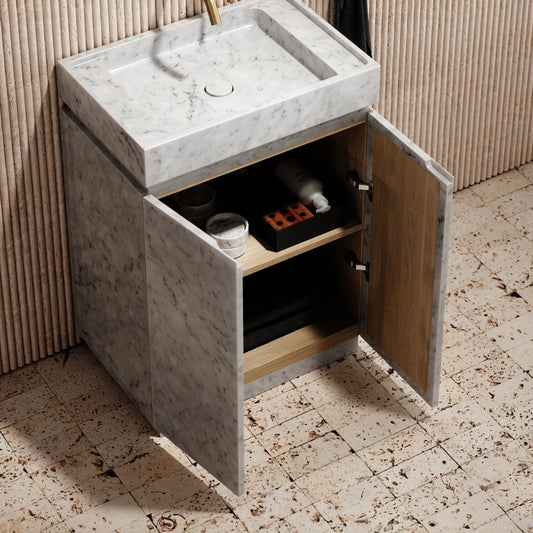 Artista Carrara Marble Bathroom Vanity Unit 600mm