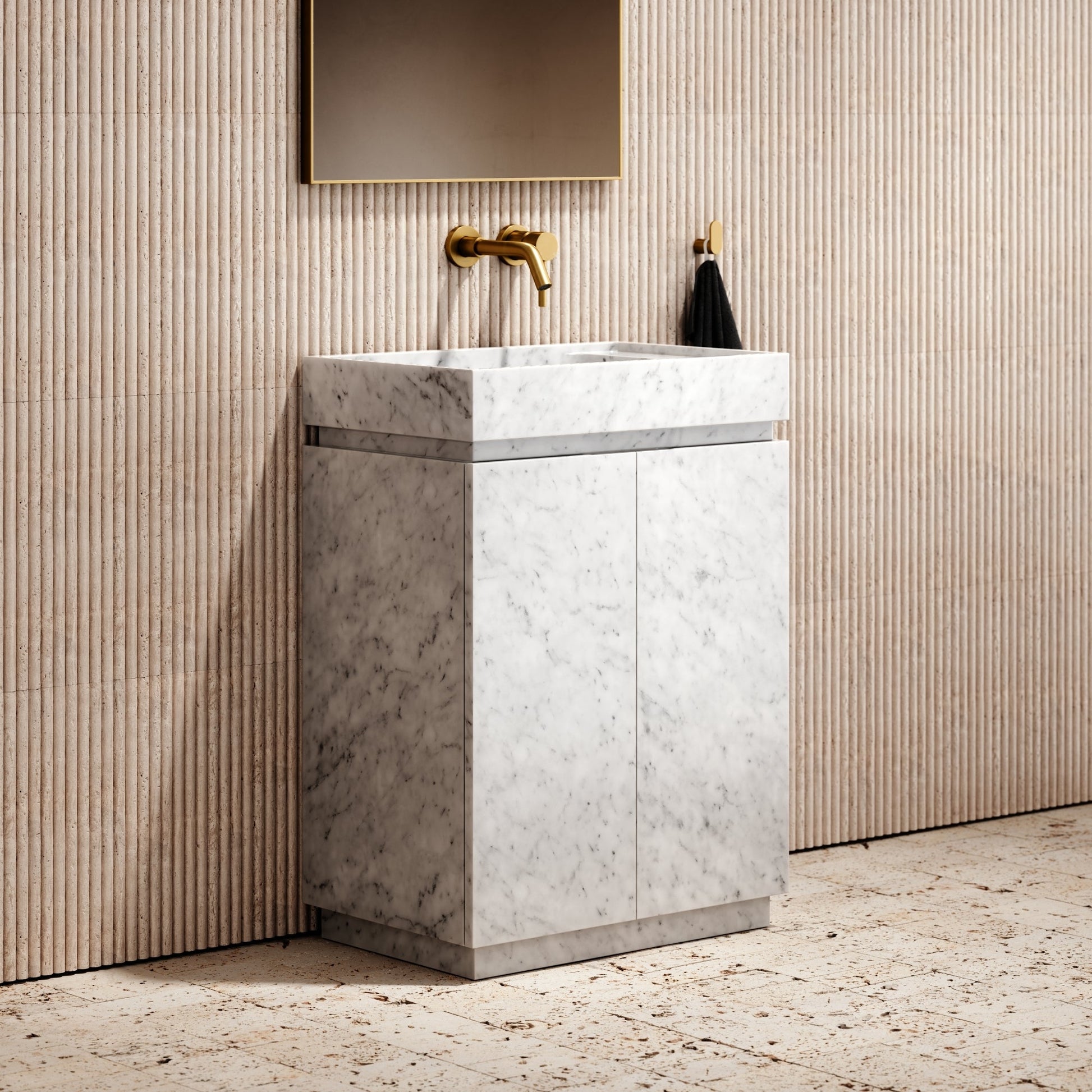 Artista Carrara Marble Bathroom Vanity Unit 600mm