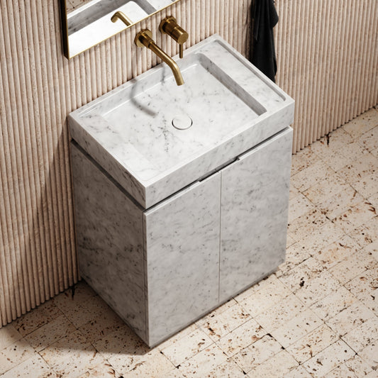 Artista Carrara Marble Bathroom Vanity Unit 600mm