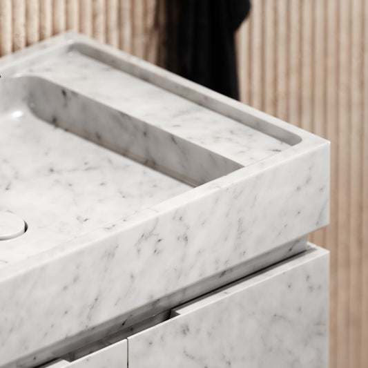 Artista Carrara Marble Bathroom Vanity Unit 600mm