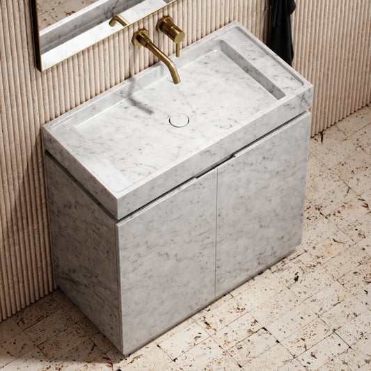 Artista Carrara Marble Bathroom Vanity Unit 800mm
