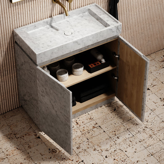 Artista Carrara Marble Bathroom Vanity Unit 800mm