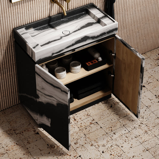 Artista Panda Marble Bathroom Vanity Unit 800mm