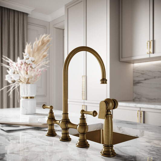 Asbury 4-hole Traditional Kitchen Tap Aged Bronze