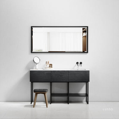 Audemar Black Vanity Unit with Stone Basin 1600mm