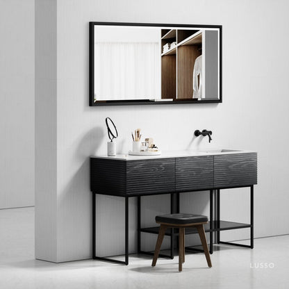 Audemar Black Vanity Unit with Stone Basin 1600mm