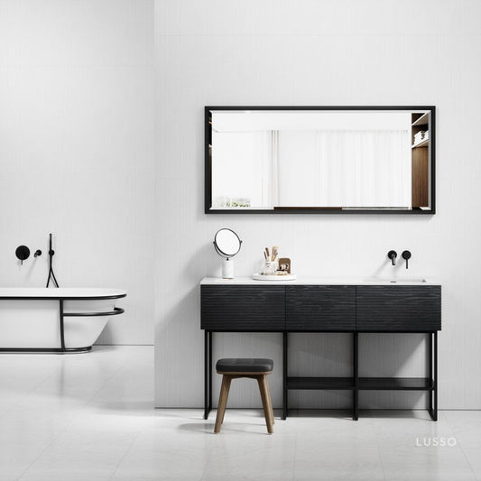 Audemar Black Vanity Unit with Stone Basin 1600mm