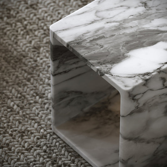Azzurra Arabescato Marble Side Table 400mm