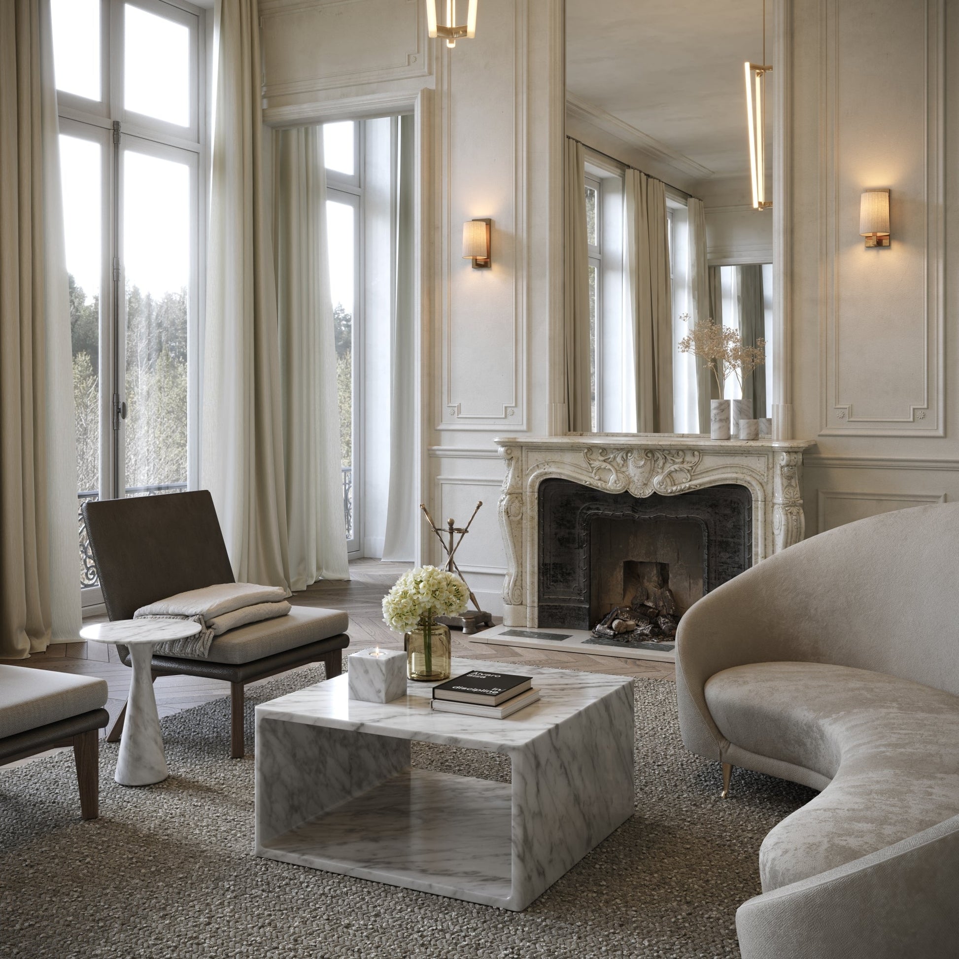 Azzurra Carrara Marble Coffee Table 800mm