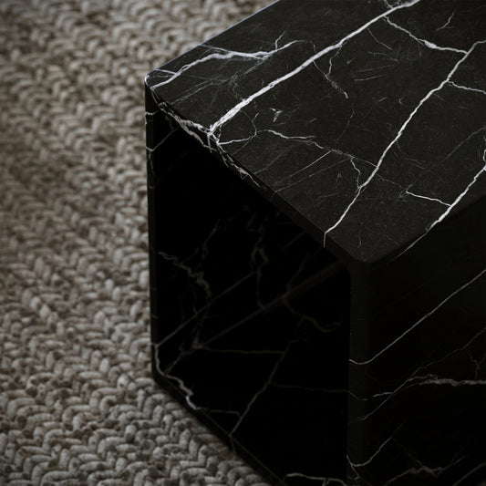 Azzurra Nero Marquina Marble Side Table 400mm