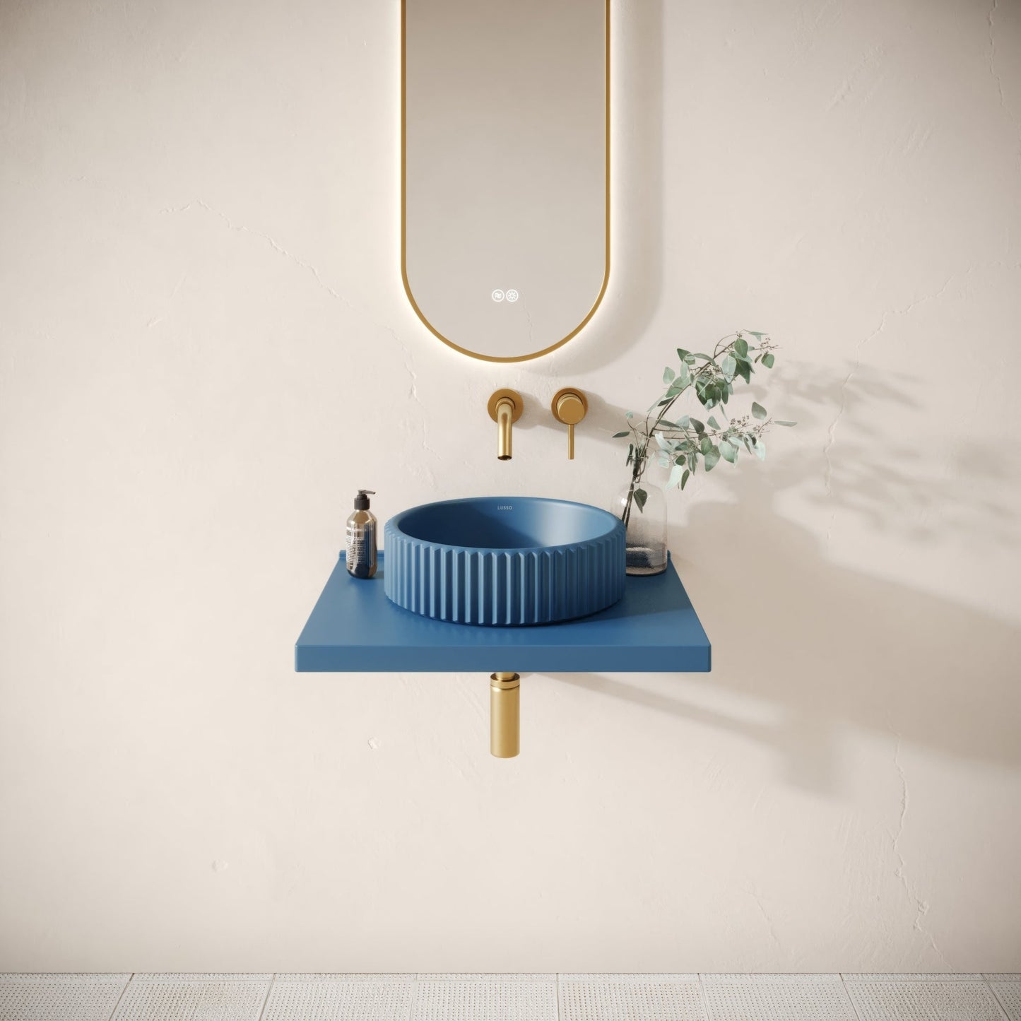 Bancone Azure Concrete Wall Mounted Countertop Shelf 600mm
