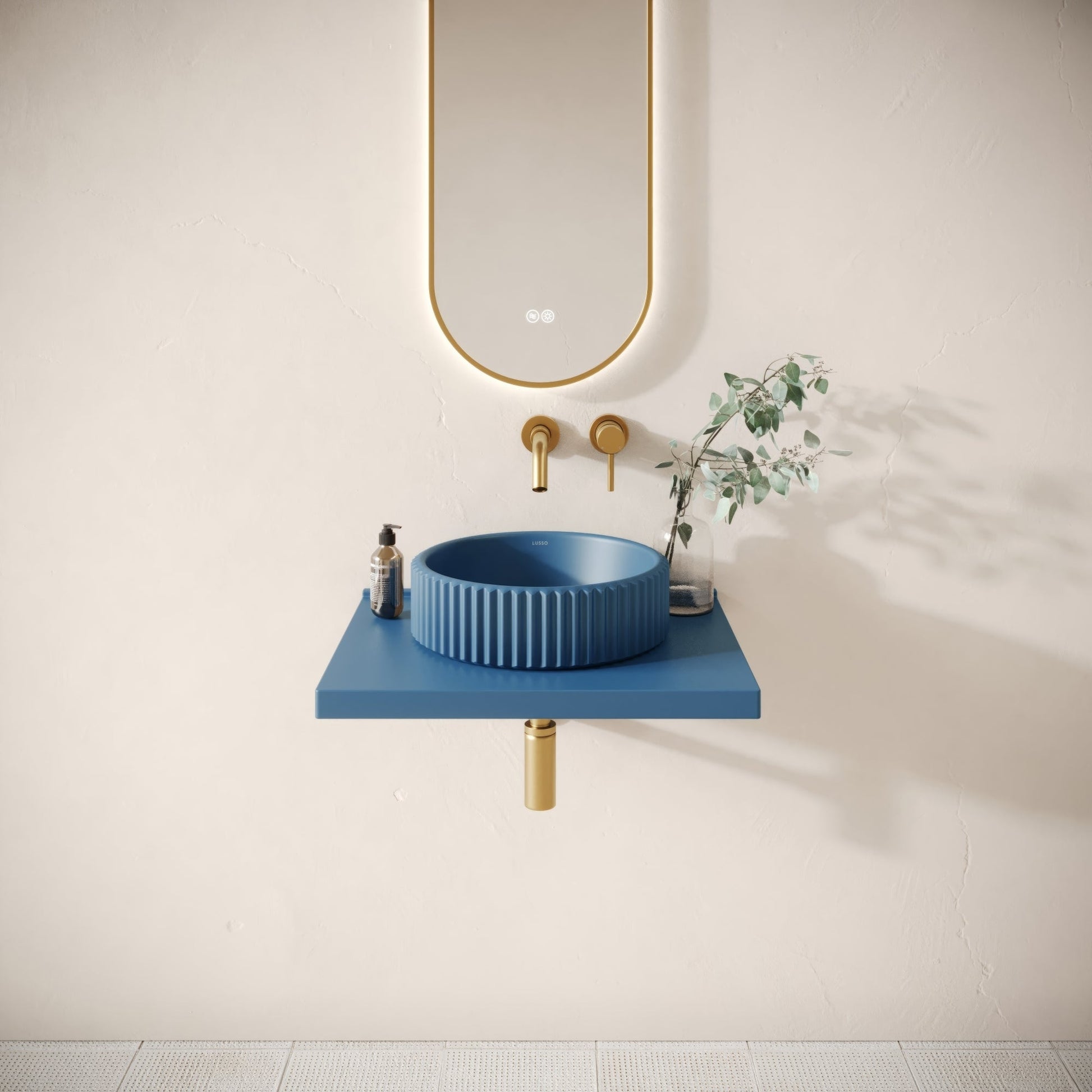 Bancone Azure Concrete Wall Mounted Countertop Shelf 600mm