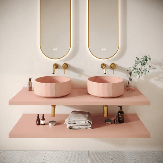 Bancone Blush Concrete Wall Mounted Countertop Shelf 1400mm