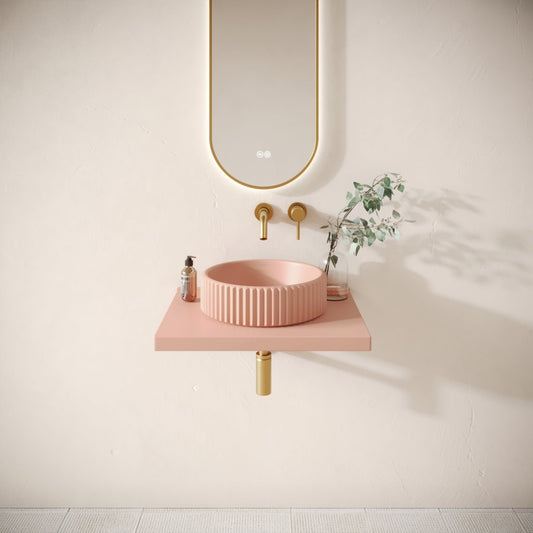 Bancone Blush Concrete Wall Mounted Countertop Shelf 600mm