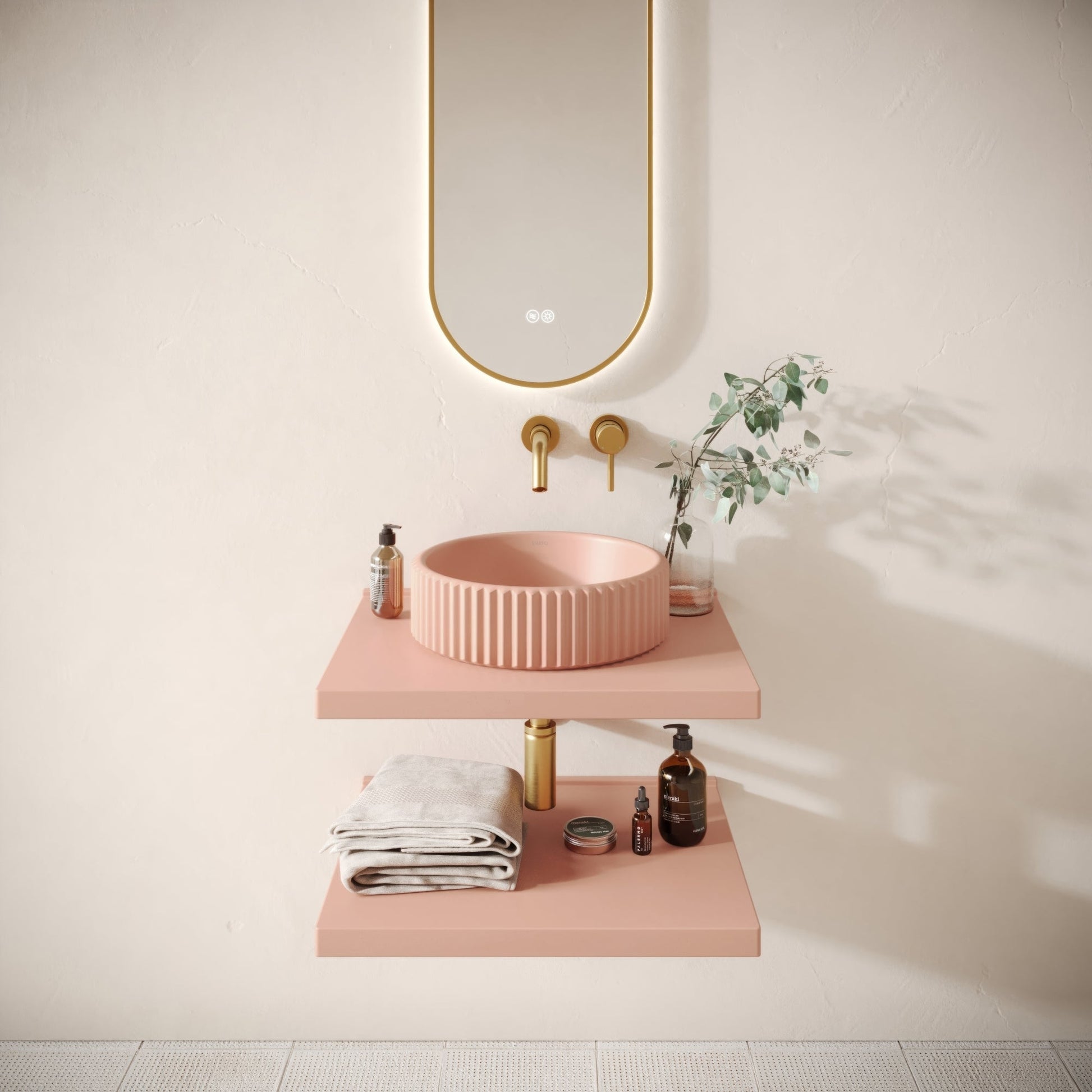 Bancone Blush Concrete Wall Mounted Countertop Shelf 600mm