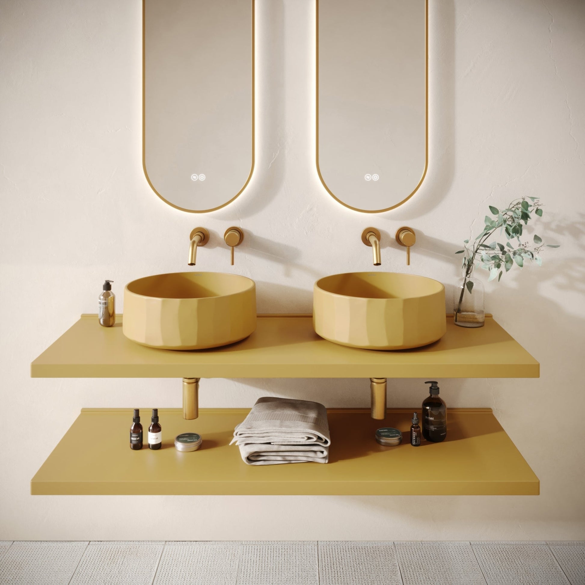 Bancone Saffron Concrete Wall Mounted Countertop Shelf 1400mm
