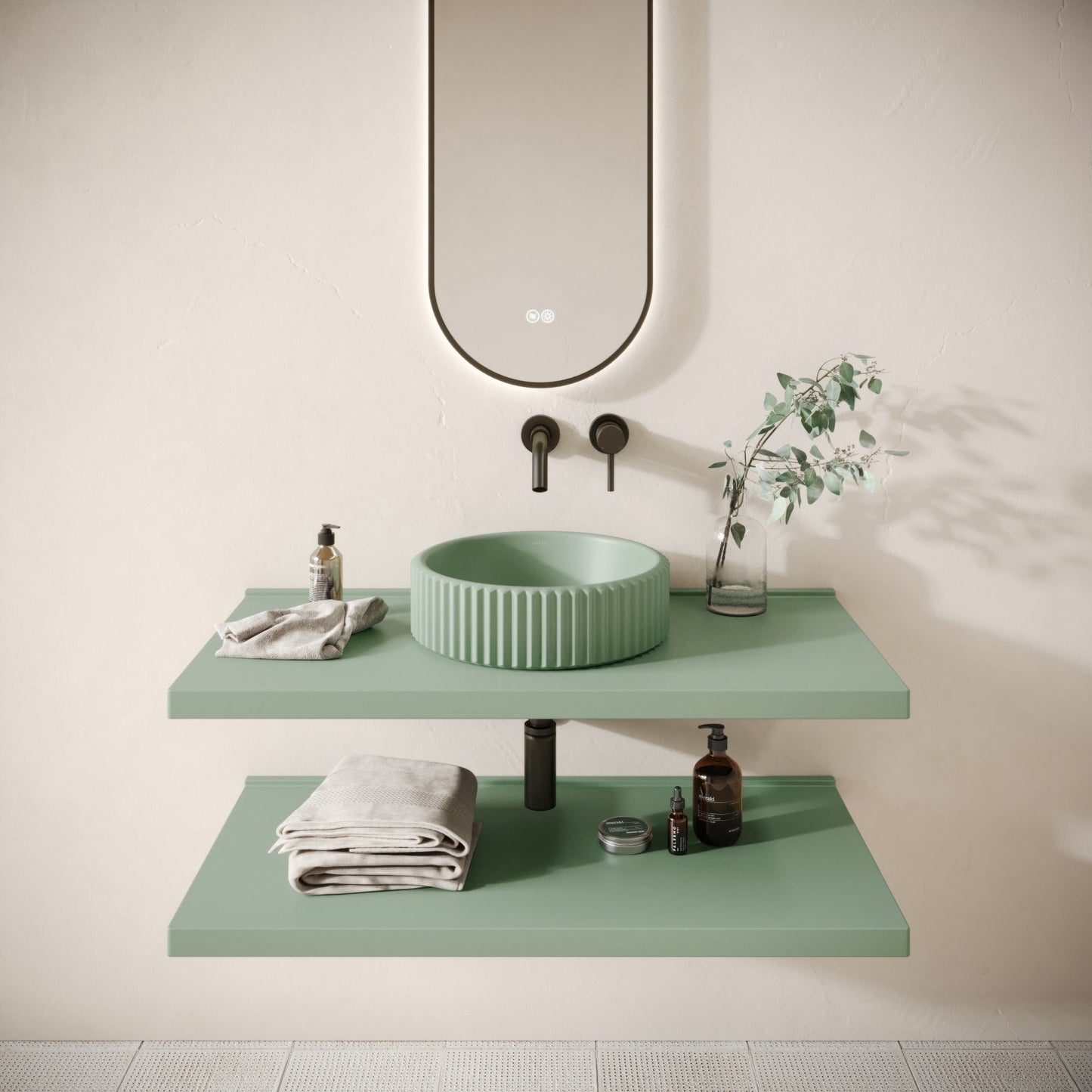 Bancone Seafoam Concrete Wall Mounted Countertop Shelf 1000mm