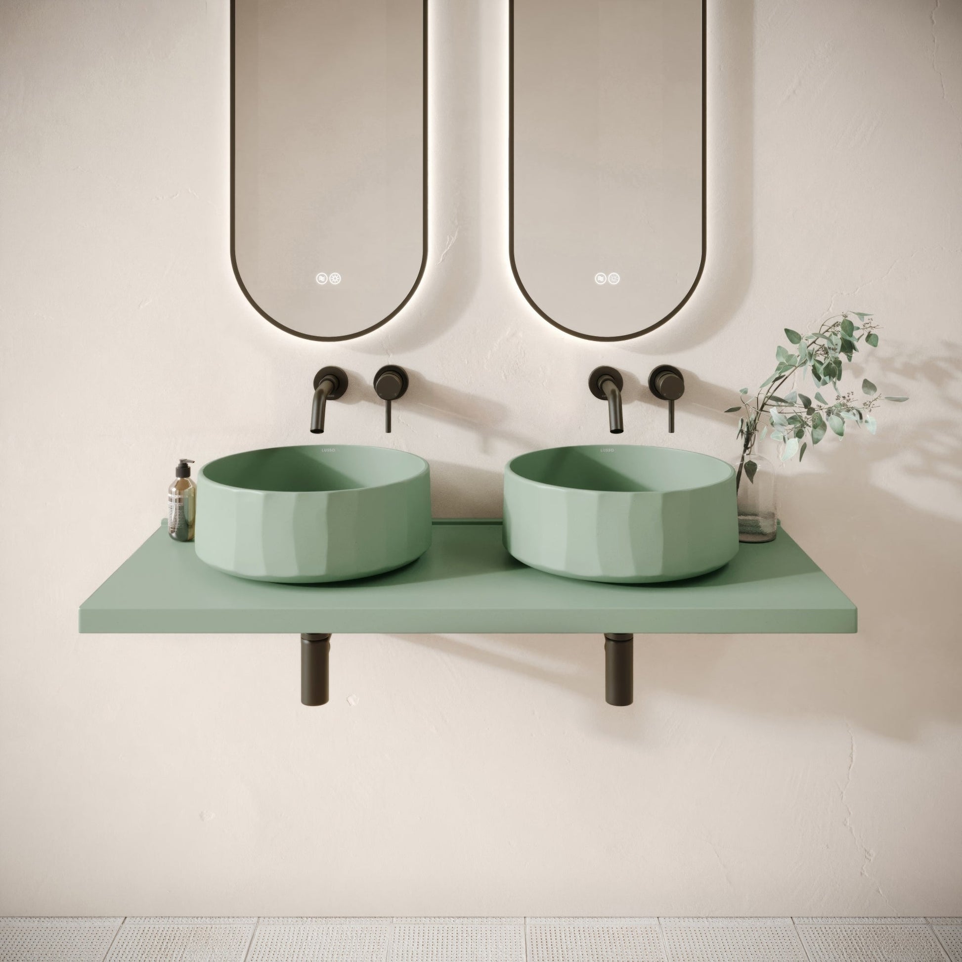 Bancone Seafoam Concrete Wall Mounted Countertop Shelf 1200mm